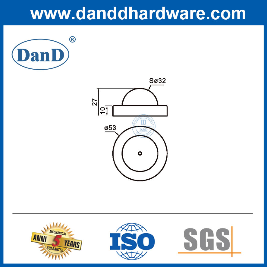 Chặn cửa hiện đại Chặn cửa tròn bằng thép không gỉ trên tường-DDDS052