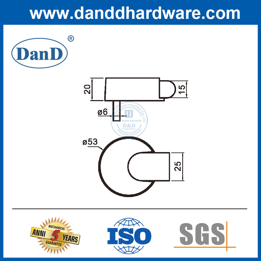 Nút chặn cửa loại tròn Nút chặn cao su bằng thép không gỉ cho cửa ra vào-DDDS043