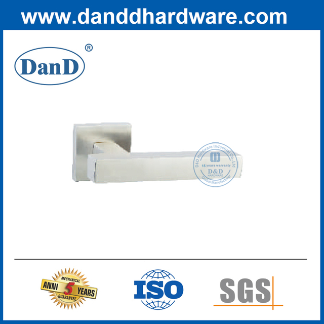 Tay nắm đòn bẩy rắn màu bạc SS304 Tay nắm cửa vuông hiện đại-DDSH053