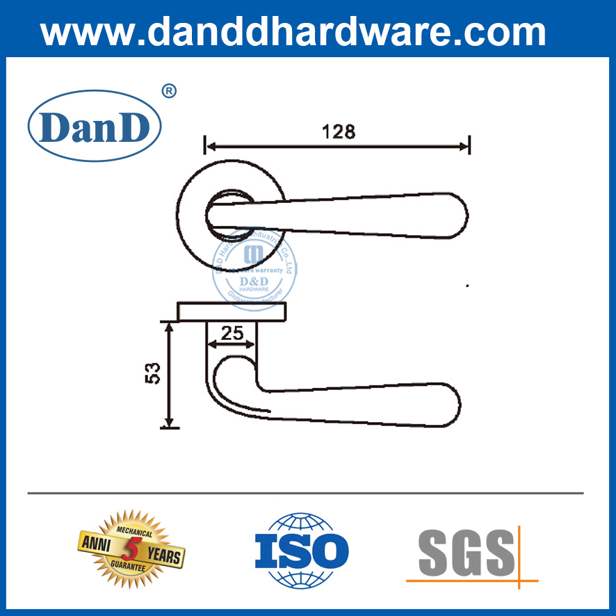 Tay cầm đòn bẩy chắc chắn cho cửa thương mại Tay nắm cửa ra vào SS304 dành cho thị trường Euro-DDSH052