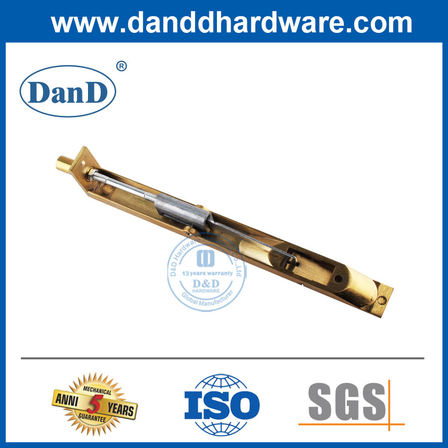 SS304 Cửa gỗ đơn Satin Brass Gloden Flush Bolt Lock-DDDB001
