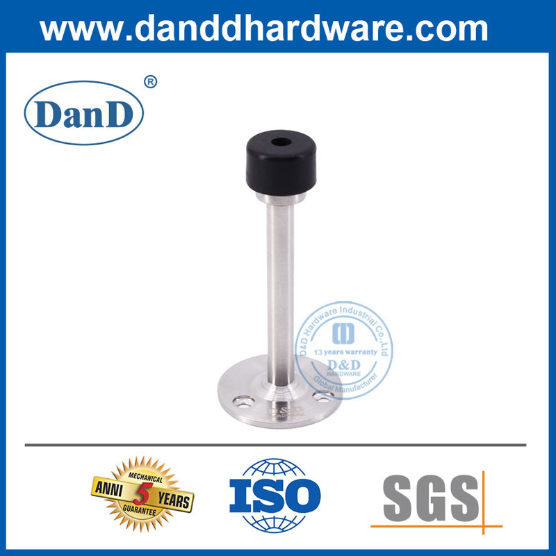 Nút chặn cửa cao su màu đen loại treo tường bằng thép không gỉ-DDDS018