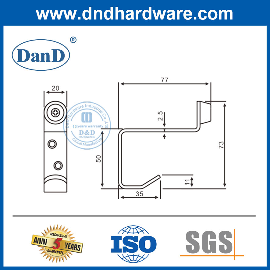 Nút chặn cửa móc áo bằng thép không gỉ cho nút chặn cửa phòng tắm Safety-DDDS025