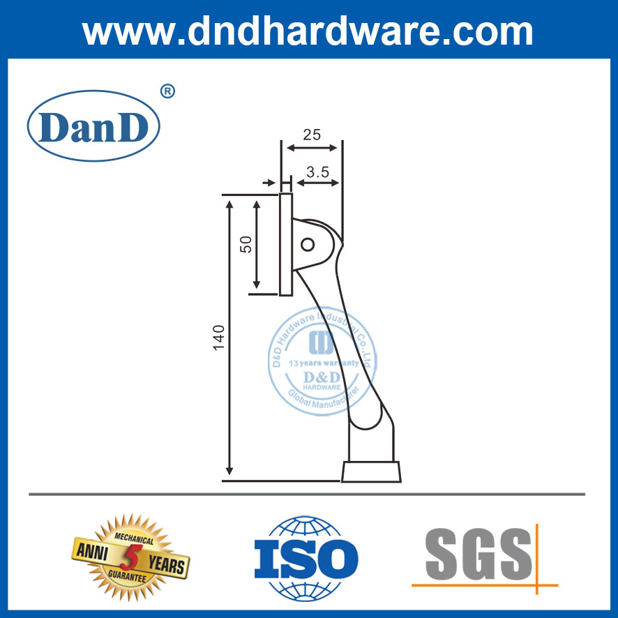 Chặn cửa bên ngoài Nút chặn cửa thương mại hợp kim kẽm màu đen Matt-DDDS022