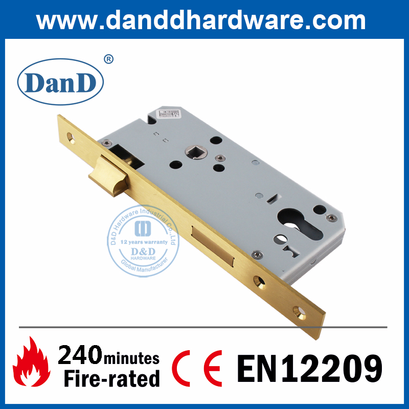 Thép không gỉ 304 EN12209 Khóa cửa phòng ngủ chống cháy vàng-DDML009