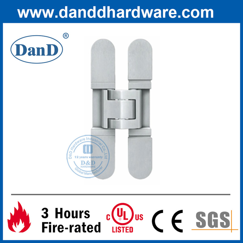 Hợp kim kẽm sơn bạc Bản lề cửa ẩn có thể điều chỉnh 3 hướng-DDCH008-G40