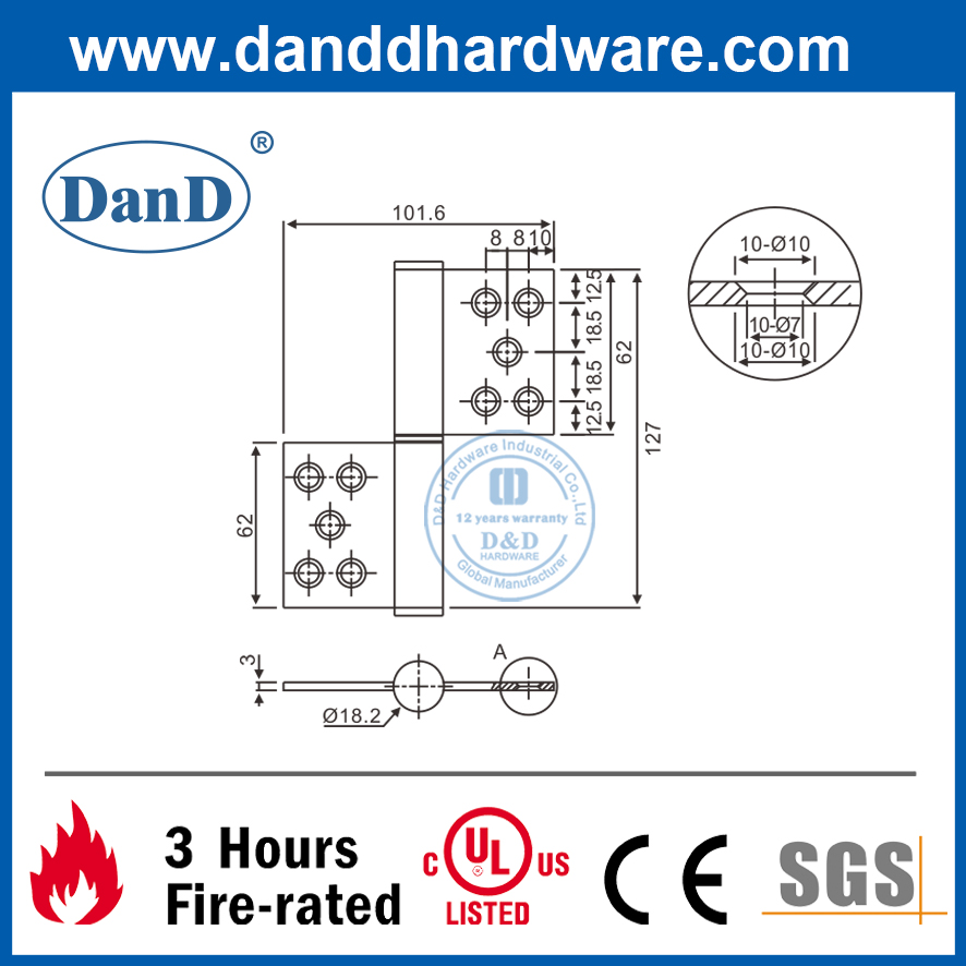 Bản lề cờ 5 inch bằng bạc loại 316 tốt nhất cho cửa trang trí-DDSS030A