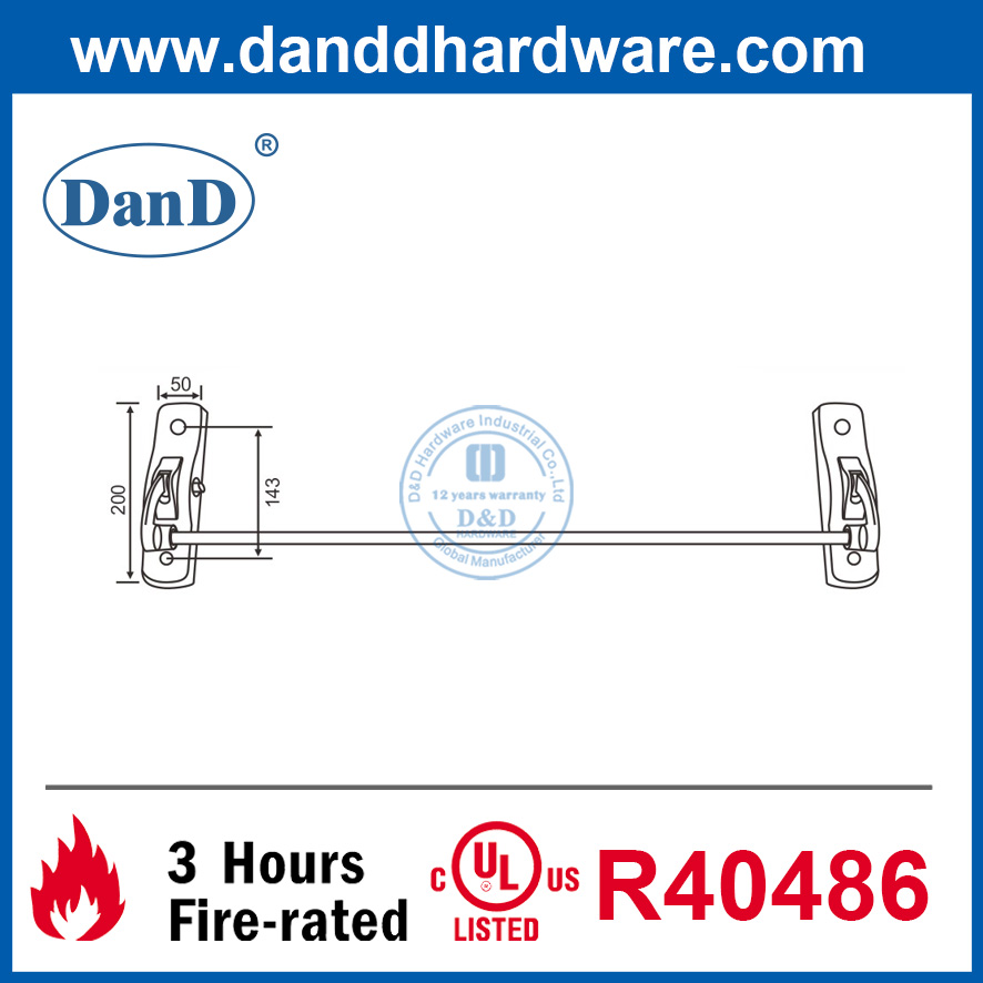 Phần cứng thoát hiểm loại 304 Loại báo chí Thanh đẩy cửa thương mại-DDPD009