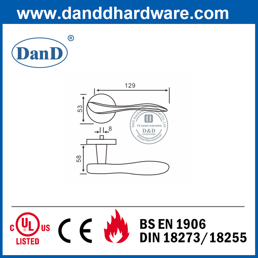 SS304 Tay nắm cửa phòng ngủ kiểu sóng hiện đại riêng tư-DDSH014