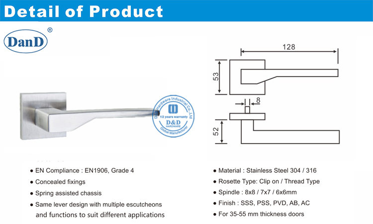 Phần cứng tay cầm đòn bẩy-D và D