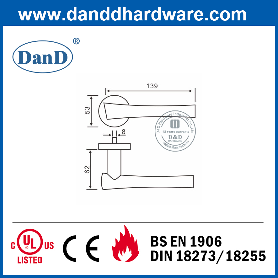 Nội thất cửa inox 304 Tay nắm đòn bẩy chắc chắn cho cửa nội thất-DDSH045