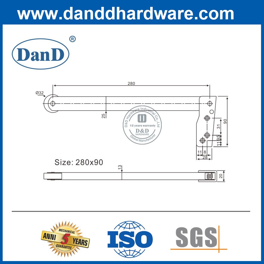 Bộ điều phối cửa đa năng bằng thép không gỉ 304 cho cửa đôi- DDDR002-B