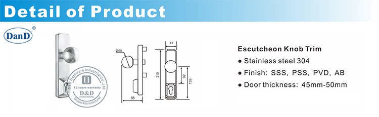 Phần cứng Escutcheon Knob Trim-D và D