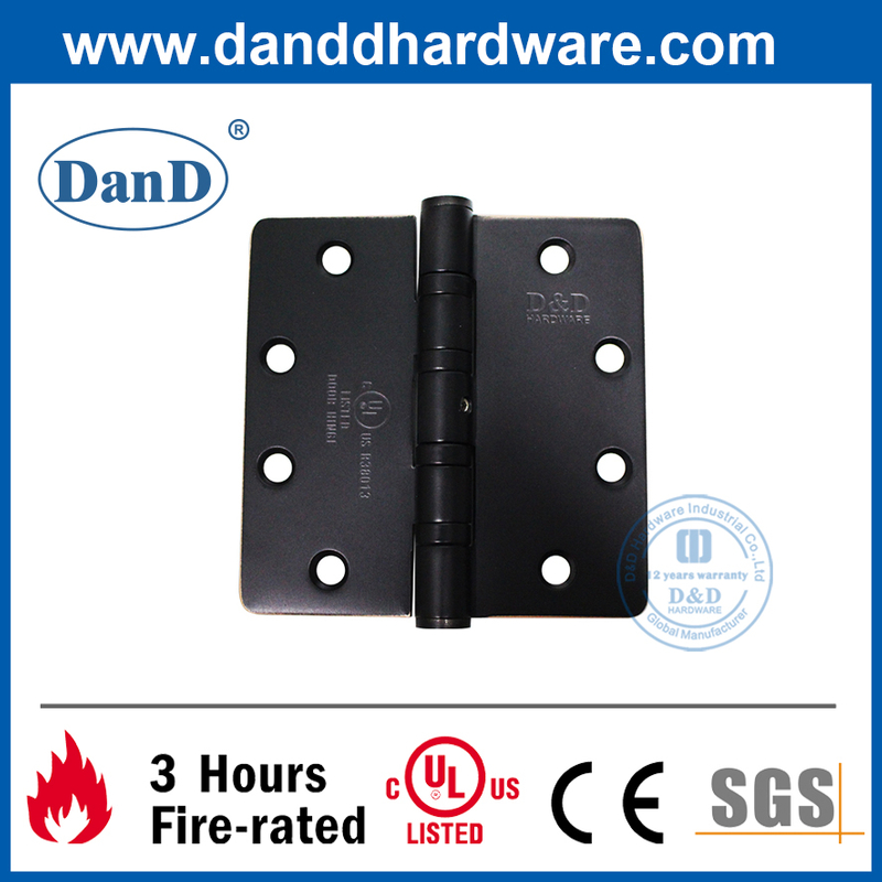 Chứng nhận UL SS304 Bản lề cửa gỗ góc tròn NRP màu đen mờ-DDSS058