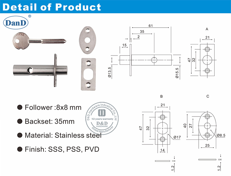 Phần cứng khóa trục-D và D