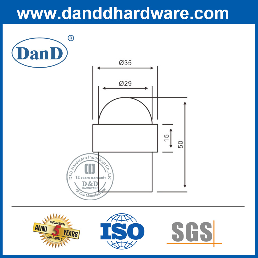 Nút chặn cửa sàn bằng thép không gỉ Phần cứng thương mại Vít trong nút chặn cửa-DDDS008