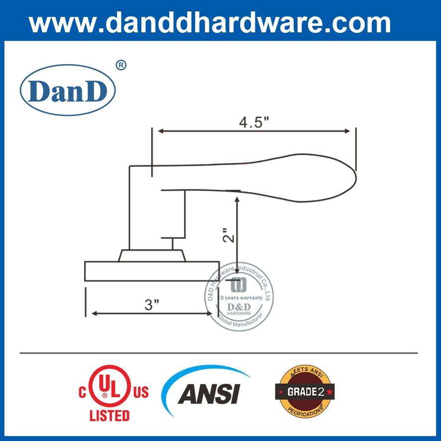 Hợp kim kẽm Khóa cửa thương mại chống cháy ANSI UL Bộ khóa hình ống-DDLK010
