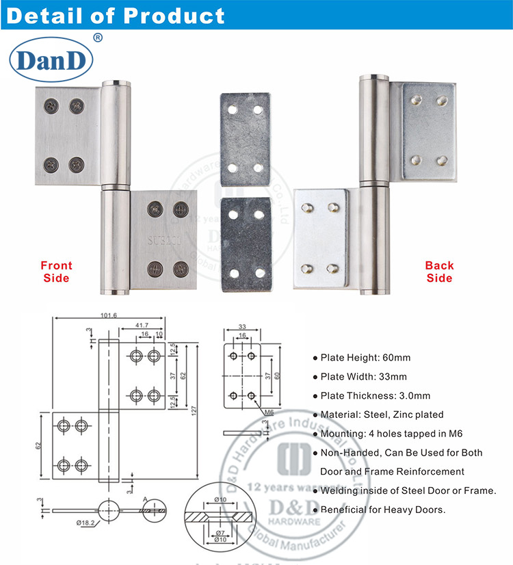 Tấm gia cố cho phần cứng Flag Hinge-D và D