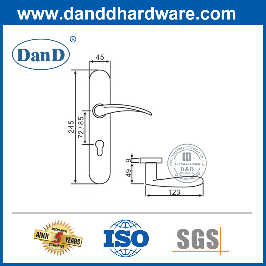 Tay cầm đòn bẩy hiện đại bằng thép không gỉ có tấm-DDTP006