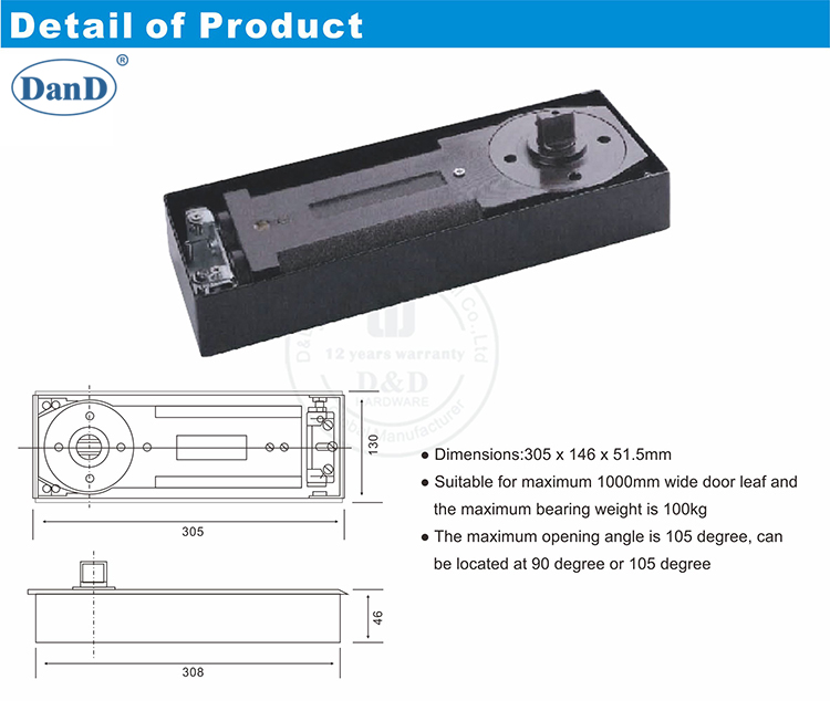 Lò xo sàn cho phần cứng cửa kính nặng-D và D