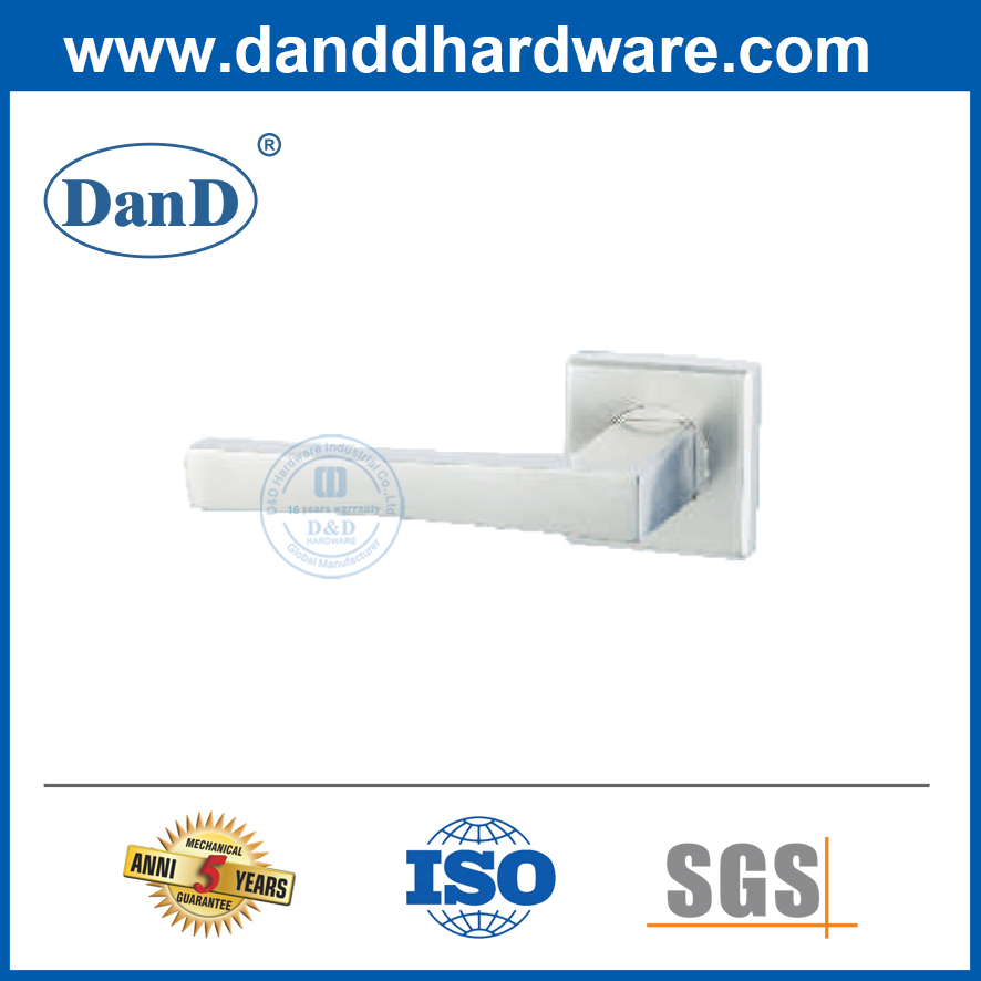 Tay nắm đòn bẩy cửa vuông bên trong Tay nắm cửa bằng thép không gỉ màu bạc-DDSH059