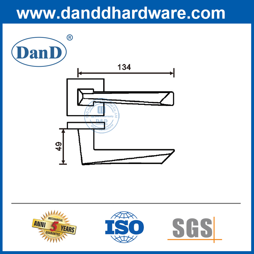 Tay nắm đòn bẩy rắn hiện đại bằng thép không gỉ Hình vuông màu vàng Tay nắm cửa vào-DDSH056