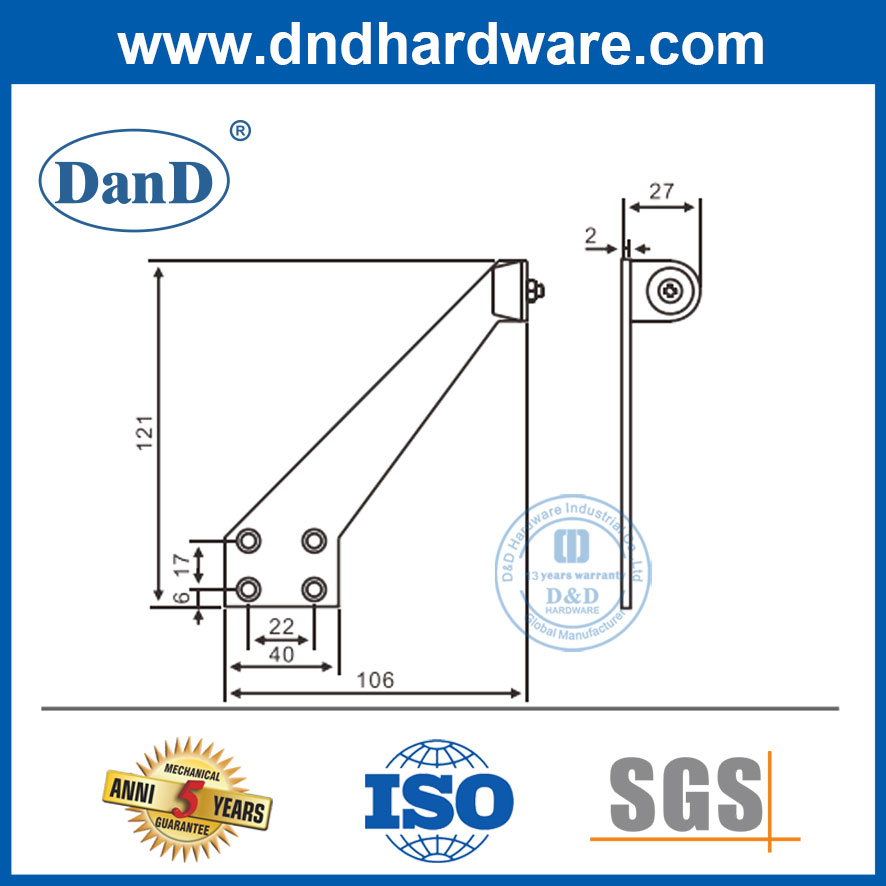 Bảo mật tốt nhất Chặn cửa màu đen bằng thép không gỉ Khung chặn cửa bên ngoài gắn-DDDS026