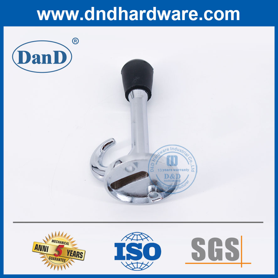 Chặn tường Chrome đánh bóng có móc chặn cửa bằng hợp kim kẽm-DDDS020