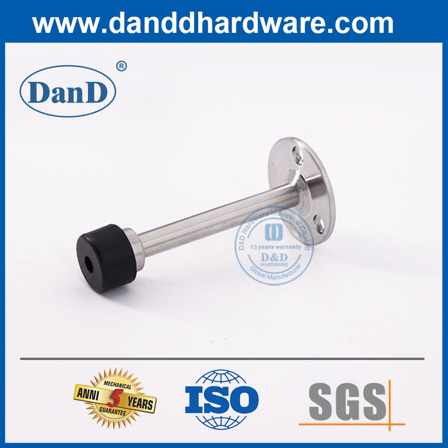 Nút chặn cửa cao su màu đen loại treo tường bằng thép không gỉ-DDDS018