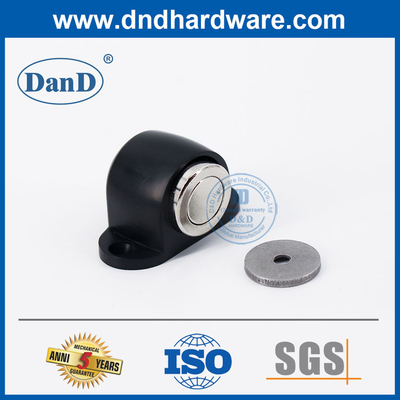 Chặn cửa gắn sàn Hợp kim kẽm Nút chặn cửa từ an toàn màu đen-DDDS031