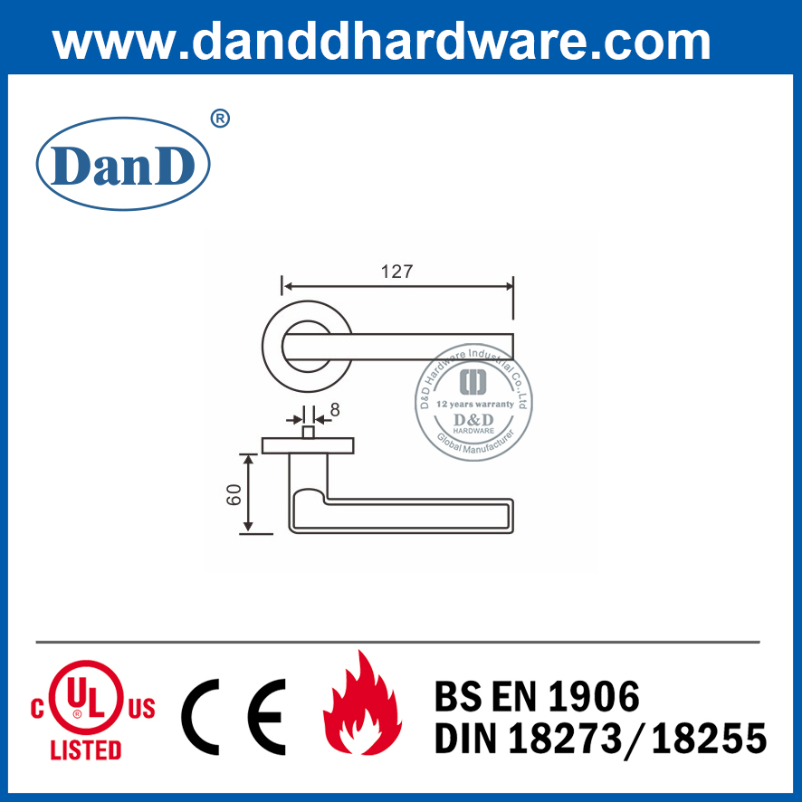 Tay cầm đòn bẩy rỗng lắp cửa bằng thép không gỉ 304 cho cửa xả-DDTH035