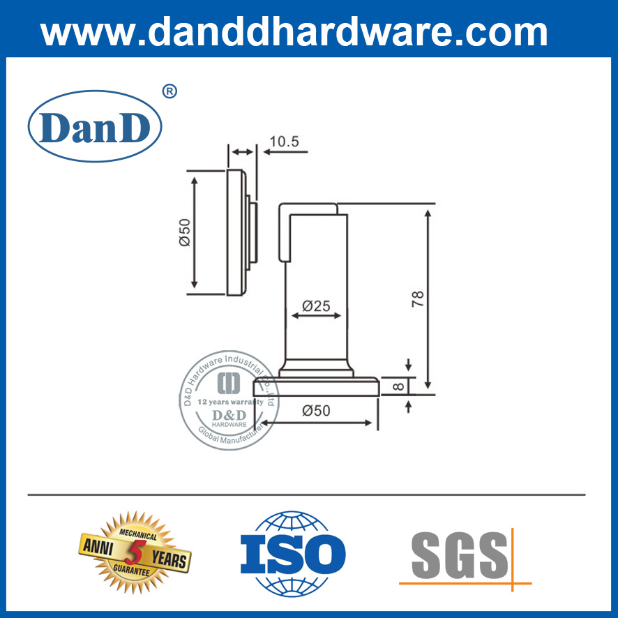 Nút chặn cửa công nghiệp từ tính lắp thép không gỉ-DDDS030