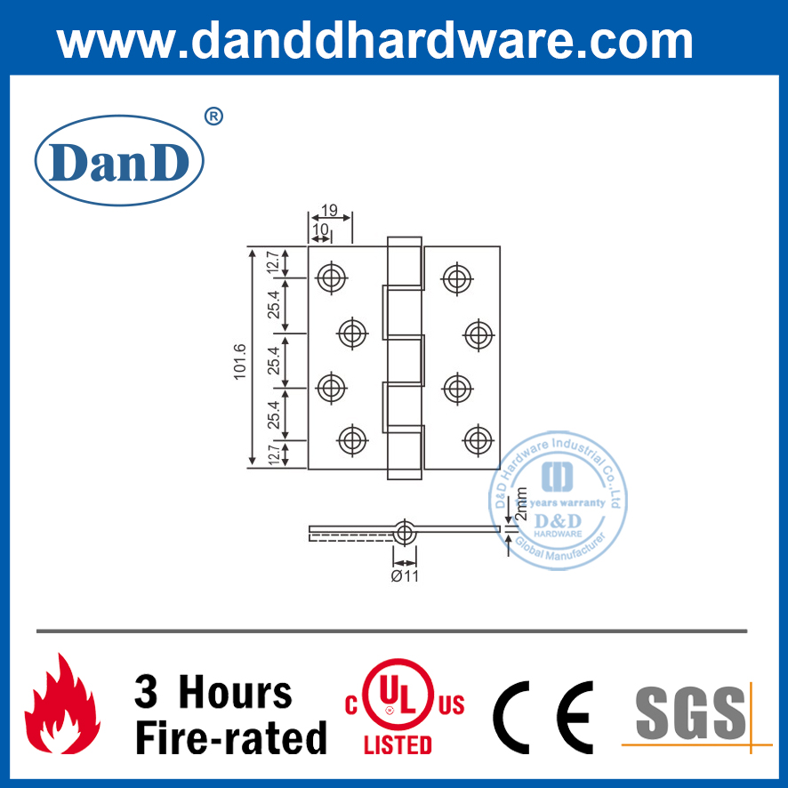 Bản lề vòng đệm đôi bằng thép không gỉ 304 cho cửa phòng ngủ-DDSS008