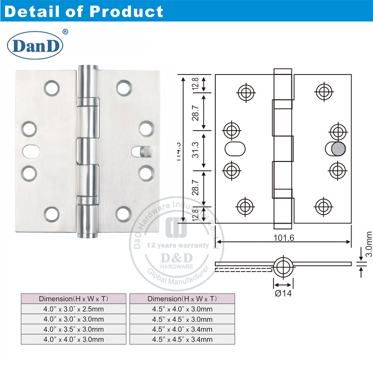 Phần cứng bản lề bảo mật đơn SS-D và D