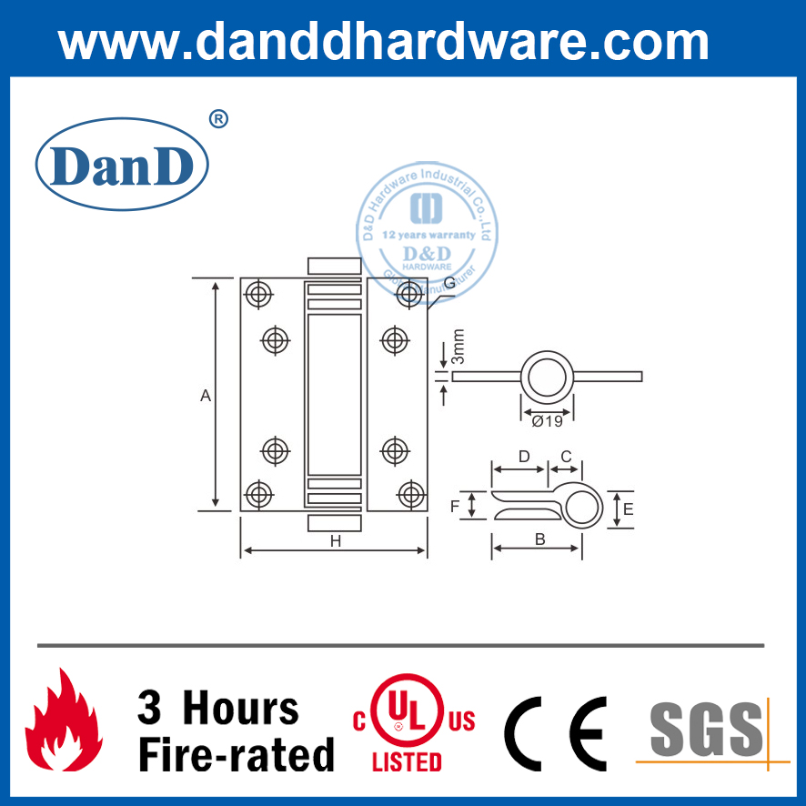Bản lề lò xo tác động đơn bạc SS316 cho cửa ngoài-DDSS037
