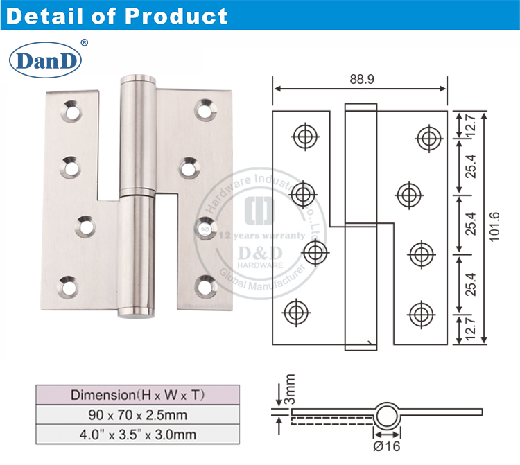 Thép không gỉ nâng bản lề-D và phần cứng D