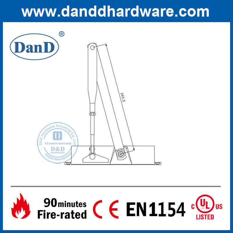 BS EN1154 Nhôm tự động đóng cửa ngoại thất bằng thủy lực-DDDC007