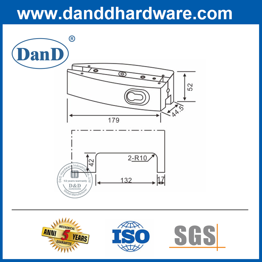 Khóa lắp cửa kính bên ngoài bằng thép không gỉ-DDPT010