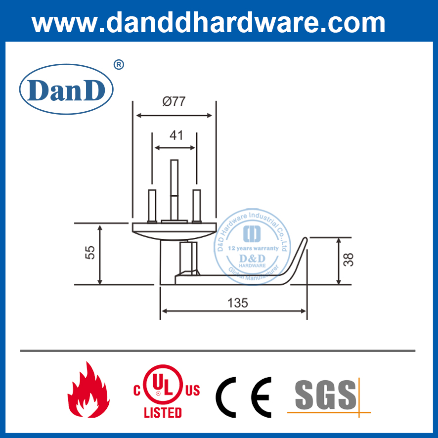 Trang trí cần gạt phần cứng thoát hiểm SS304 cho cửa thoát hiểm-DDPD012