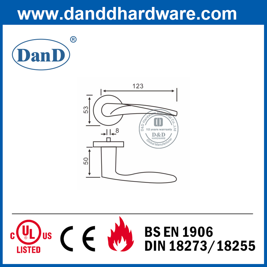 Tay nắm cửa đòn bẩy rắn nội thất hiện đại bằng thép không gỉ 304-DDSH001