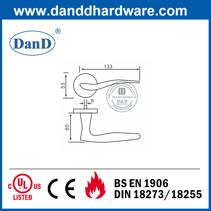 Nhà cung cấp Trung Quốc Tay nắm đòn bẩy cửa trước SUS304 trên hình tròn Rose-DDSH003