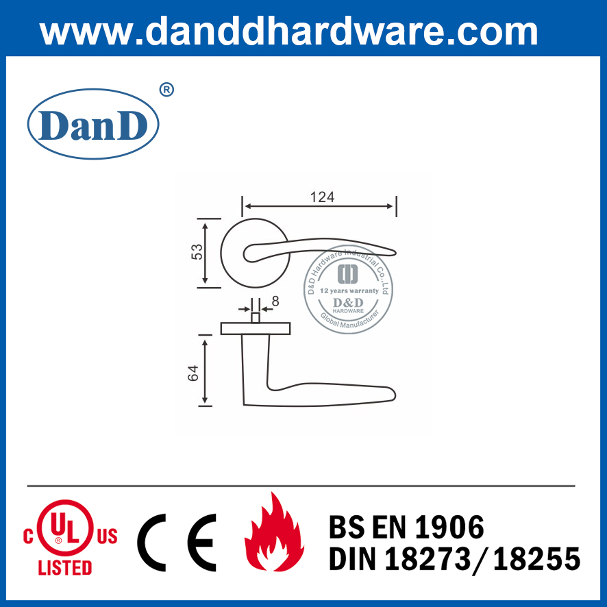 Tay nắm cửa đòn bẩy bằng thép không gỉ 304 cho cửa nội thất-DDSH007