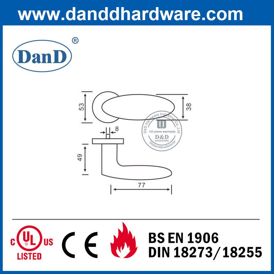 Cửa SS304 Cửa sắt trang trí đặc biệt Tay cầm đòn bẩy rắn-DDSH031
