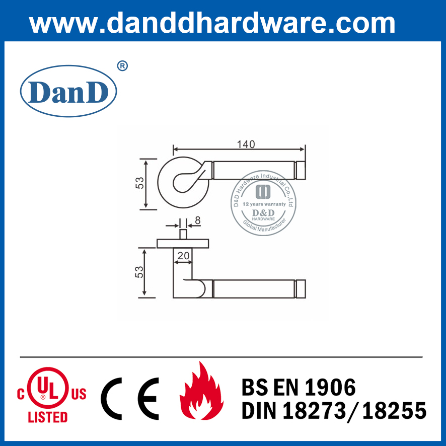 SS304 Satin trộn với tay nắm cửa đòn bẩy rắn hoàn thiện Ba Lan-DDSH047
