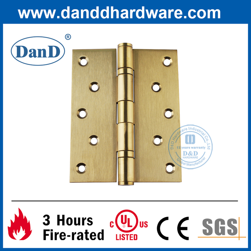 Bản lề cửa công nghiệp vuông đặc biệt bằng thép không gỉ 316 Satin Brass-DDSS011B-5X4X3