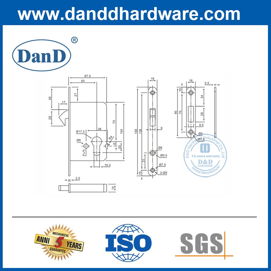 Khóa chốt móc phong cách châu Âu SS304 bảo mật cao cho cửa trượt-DDML031