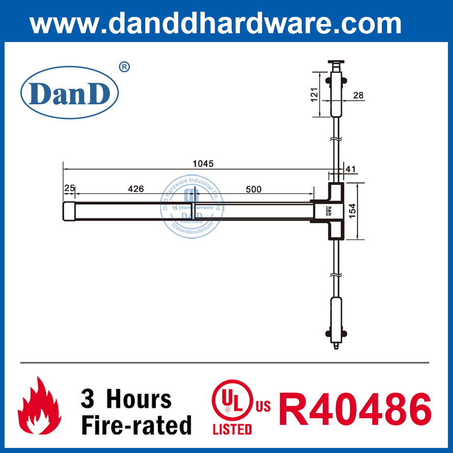 Cửa khóa thanh đẩy hoảng loạn với phần cứng hoảng loạn Thiết bị thoát hoảng loạn bằng thép không gỉ-DDPD004