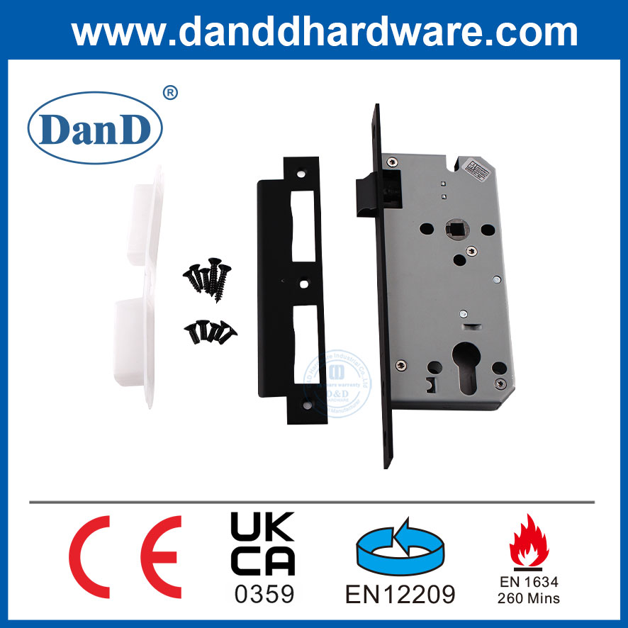 Khóa cửa an ninh lỗ mộng CE màu đen Thân khóa bằng thép không gỉ cho cửa chống cháy-DDML009-5572