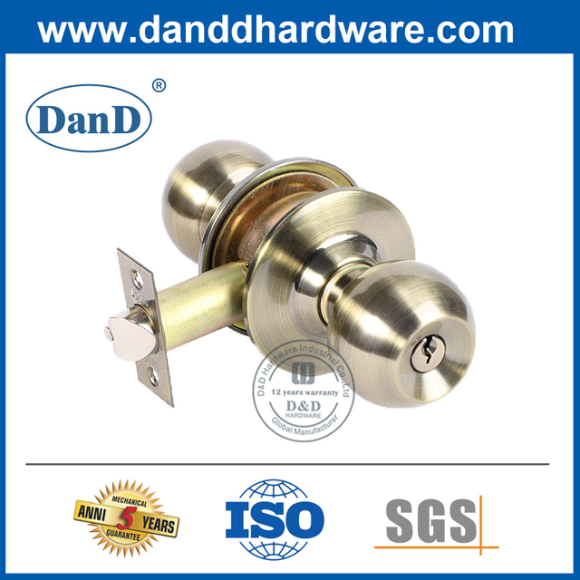 Tay nắm cửa hợp kim kẽm bằng đồng cổ có khóa và chìa khóa-DDLK040