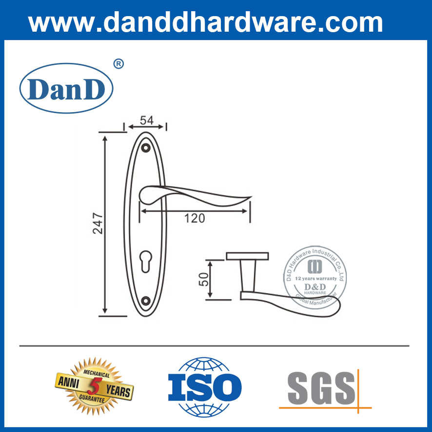 Tay nắm đòn bẩy SUS316 có tấm cho cửa kim loại-DDLP002